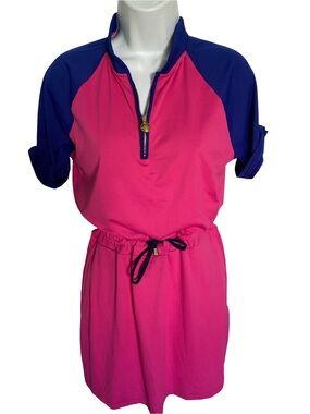 Golfabella  Pink and Navy Sporty Zip-Front Dress- made in Italy